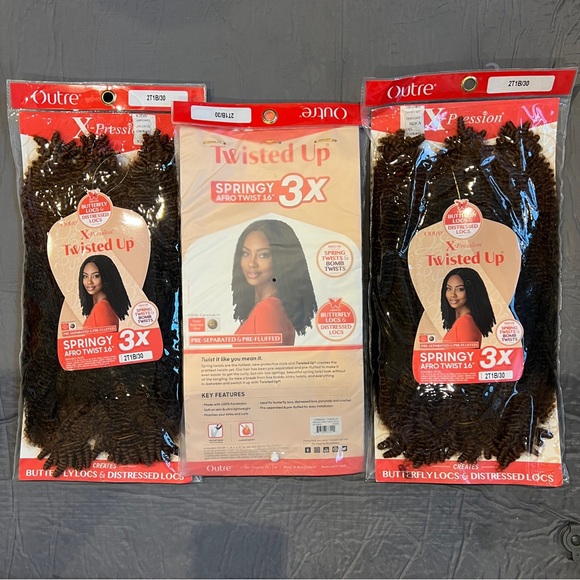 NWT Outre Crochet Braids X-Pression Twisted Up 3X Springy Afro Twist 16" 3 packs - Picture 2 of 7